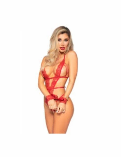 LEG AVENUE Body Ouvert Dentelle & Menottes 6 LEG AVENUE Body Ouvert Dentelle & Menottes -PASSAGE DU DESIR Ventes body ouvert dentelle menottes 2