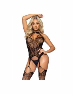 LEG AVENUE Combinaison Lanières Effet Porte-jarretelles