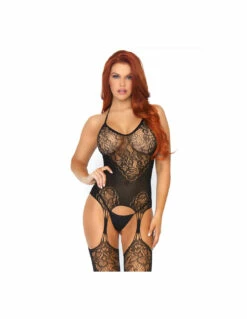 LEG AVENUE Combinaison Résille Effet Porte-jarretelles