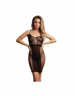 Le Desir Robe Mi-longue En Dentelle Et Résille